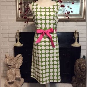 Jessica Howard Green & White Polka Dot Sleeveless Sheath